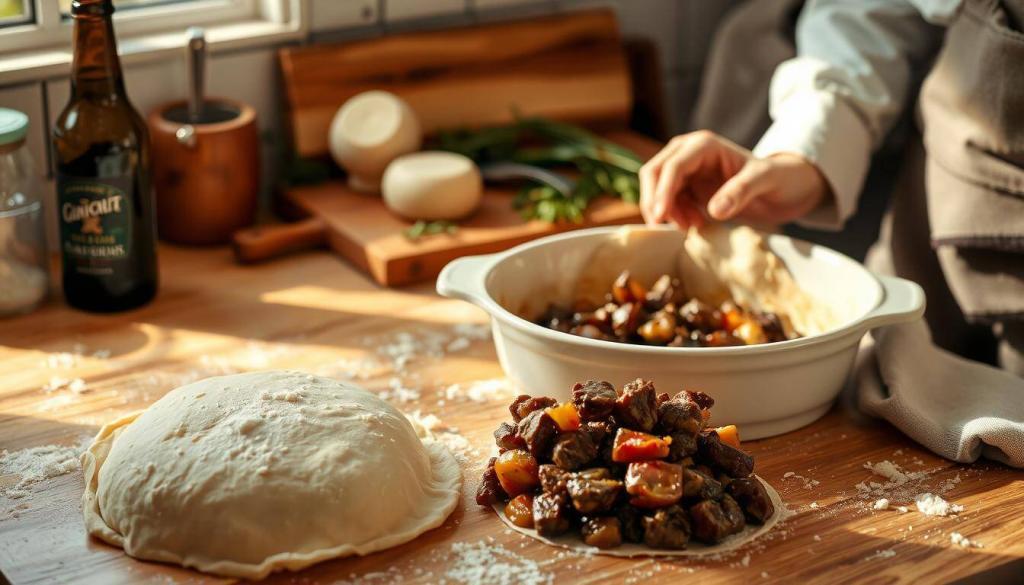 beef and stout pie preparation