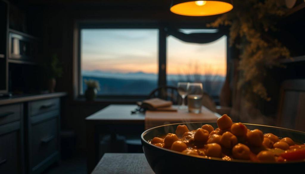 comforting dinner with chickpeas