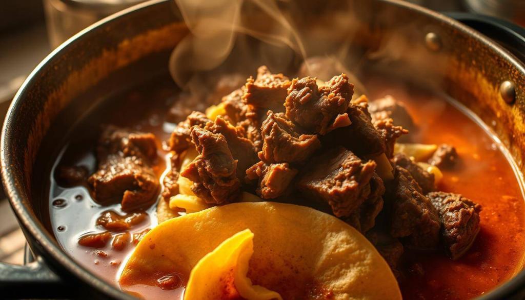 cooking lamb birria
