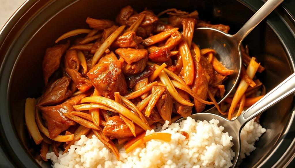cooking slow cooker korean pulled chicken