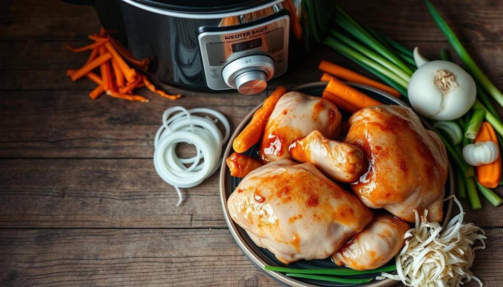 essential ingredients for slow cooker korean pulled chicken