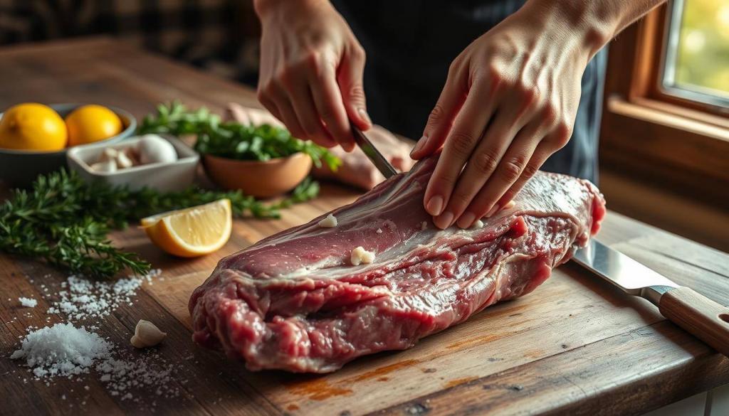 preparing lamb