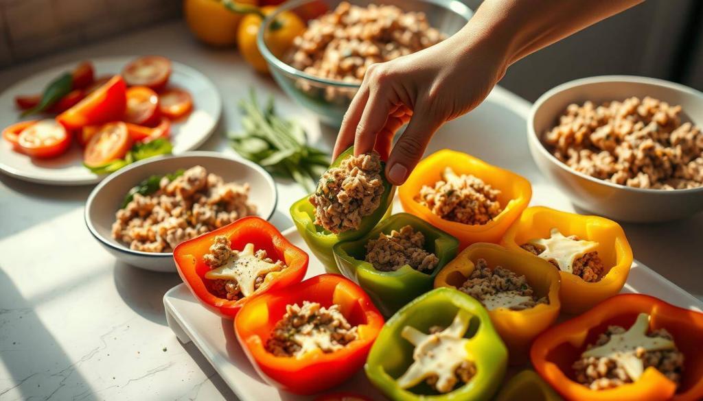 stuffed peppers assembly