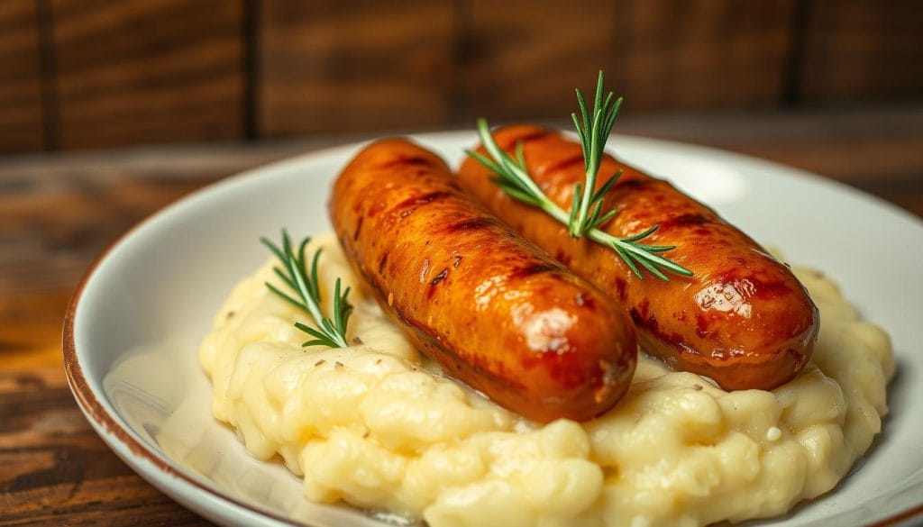 Classic Bangers and Mash British Dish Classic Bangers and Mash British Dish
